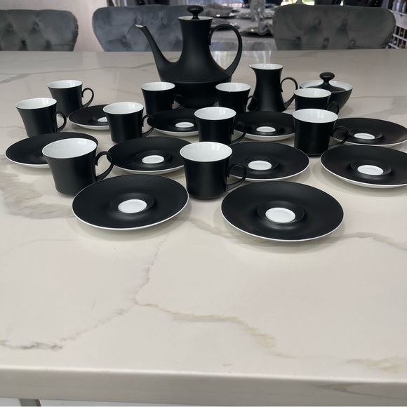 Espana Noche Block Bidasoa Black Matte Coffee Tea Set Vintage 25 Piece Set - Picture 9 of 16